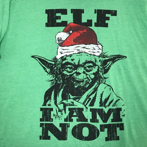Star Wars Shirt Mens Adult 2X Yoda Christmas Elf I Am Not Mad Engine Crew Neck - Picture 2 of 9